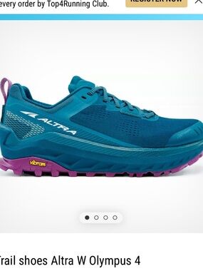 Altra Women's Olympus 4 trail running shoes in a blue colorway size 9